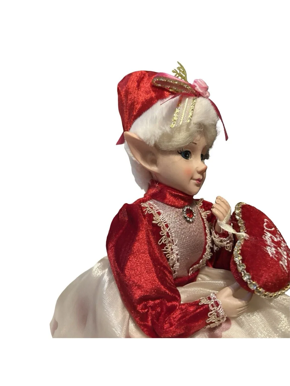 16” CYNTHIA ROWLEY VALENTINE’S ELF DOLL SHELF SITTER GIRL